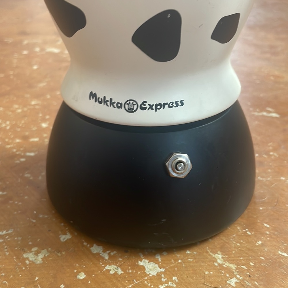 Bialetti Mukka Express Cow Print Stovetop Espresso Maker - White & Black - Picture 2 of 13